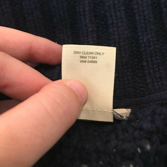 LL Bean Women's XL Navy Blue Crochet Button Front Duster Length Cardigan Long - Picture 4 of 7